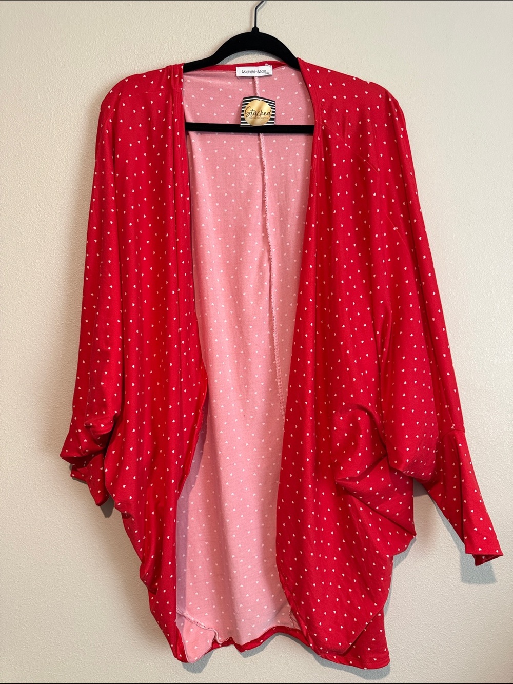 Michelle Mae Red Polka Dot Open-Front Kimono